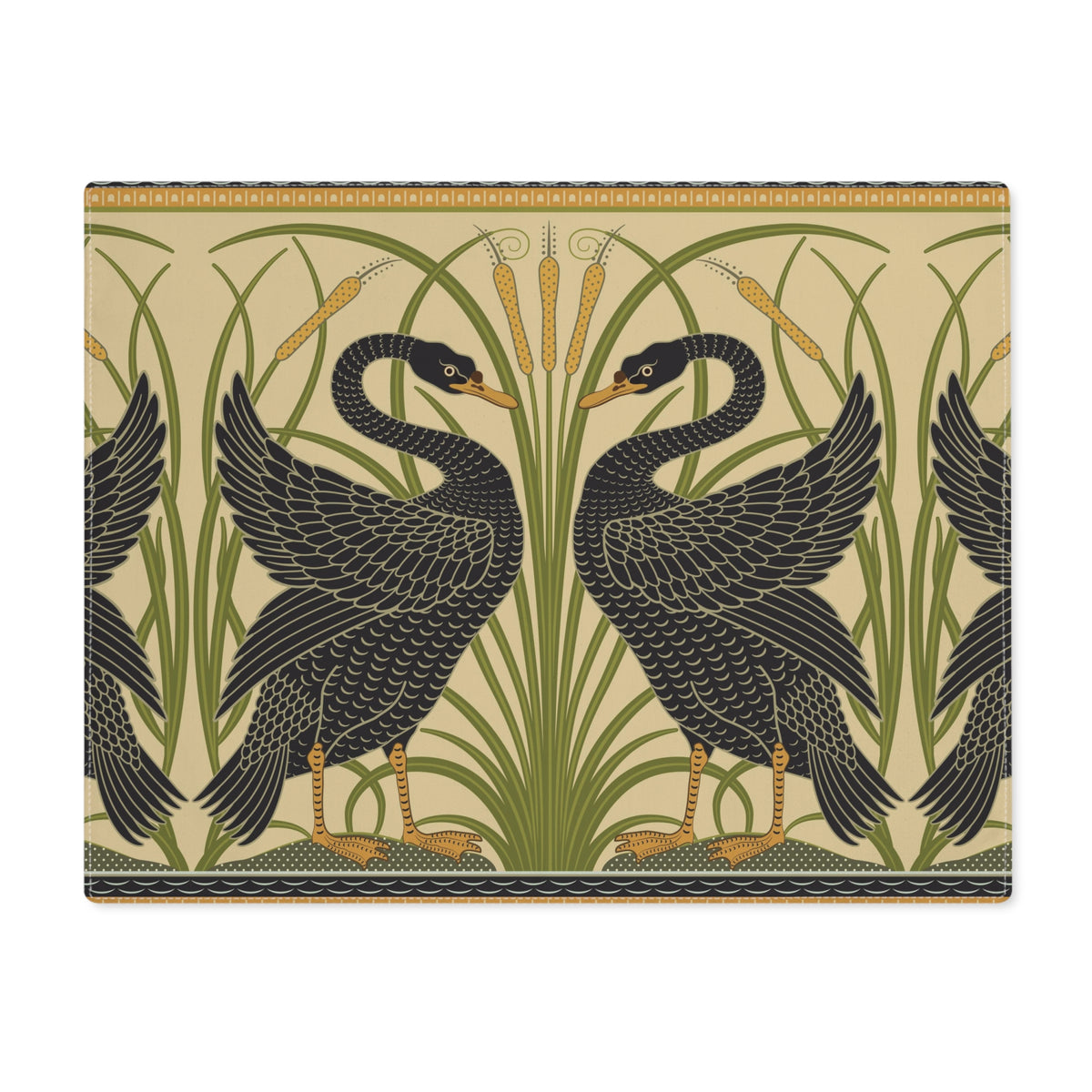 Table Placemat inspired by William Morris - Swan, Rush and Iris Collection (Black Swan)