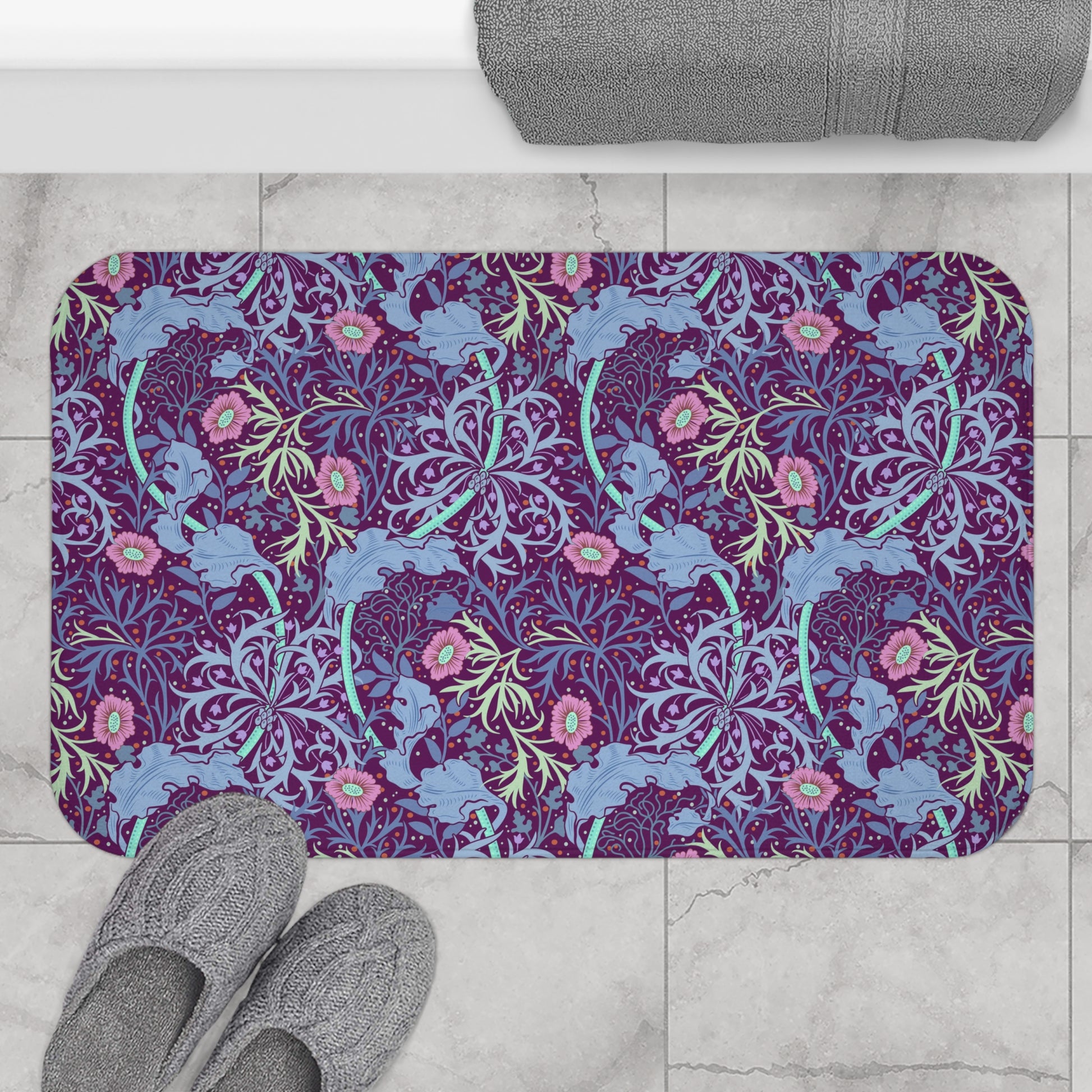 bath-mat-william-morris-seaweed-pink-flower-9