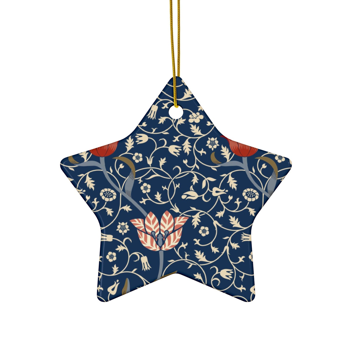 Ceramic Christmas Ornaments inspired by William Morris - Medway Collection - Double Sided Print: 1pc, 3pcs, 5pcs, 10pcs