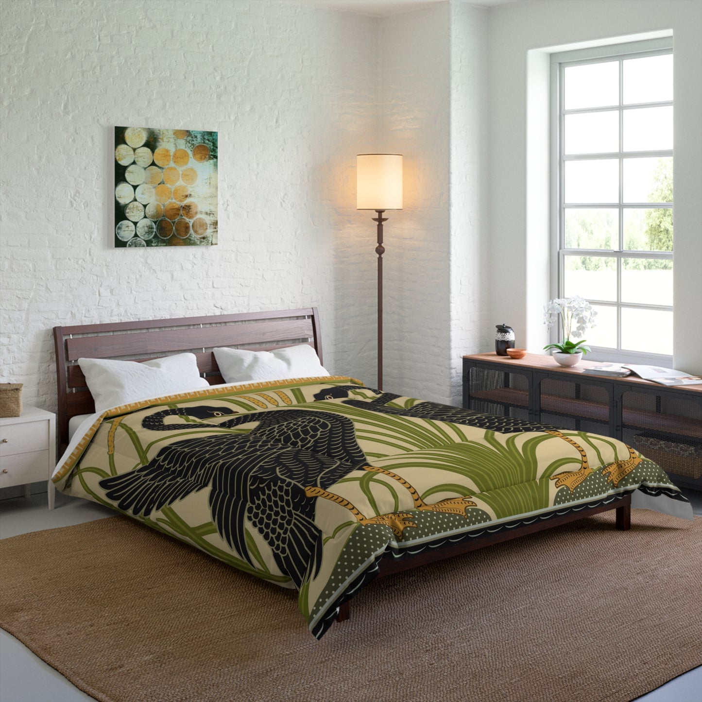 Comforter inspired by William Morris - Black Swan Collection (Cygnus Aatratus)