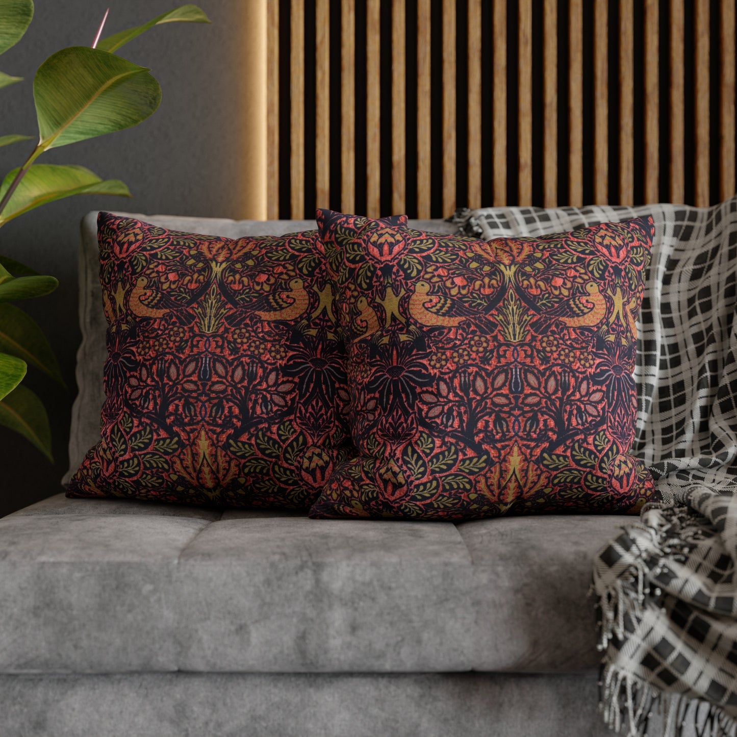 Spun Poly Cushion Cover inspired by William Morris - Dove and Rose Collection