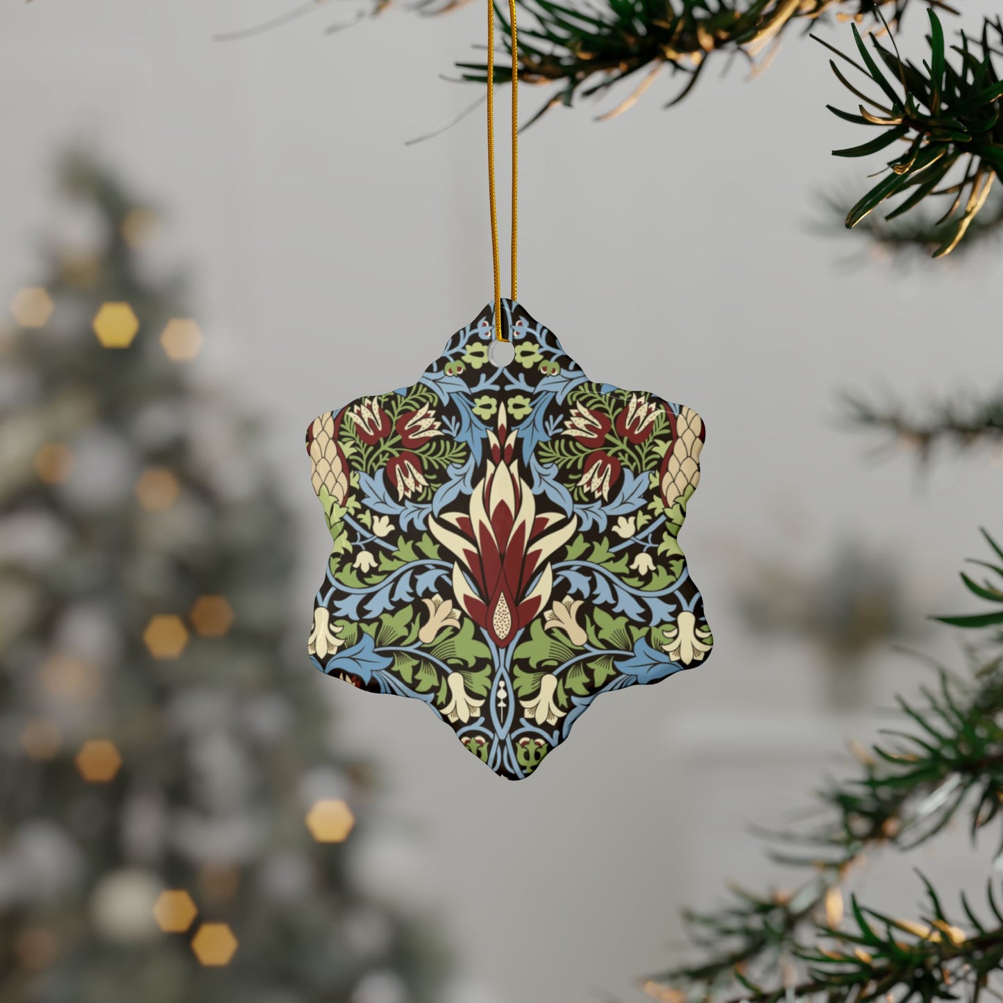 Ceramic Christmas Ornaments inspired by William Morris - Snakeshead Collection - Double Sided Print: 1pc, 3pcs, 5pcs, 10pcs