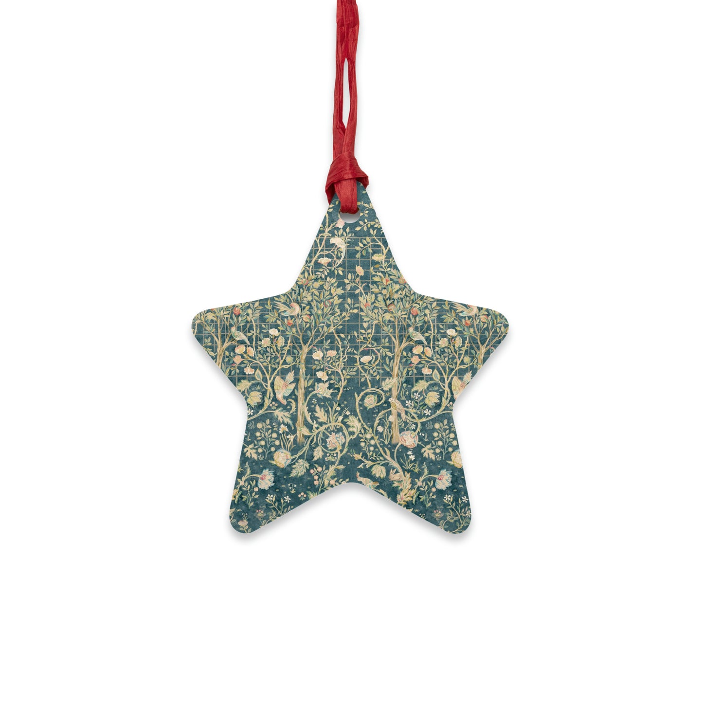 Wooden Christmas Ornaments inspired by William Morris - Melsetter Collection (Evergreen Teal)