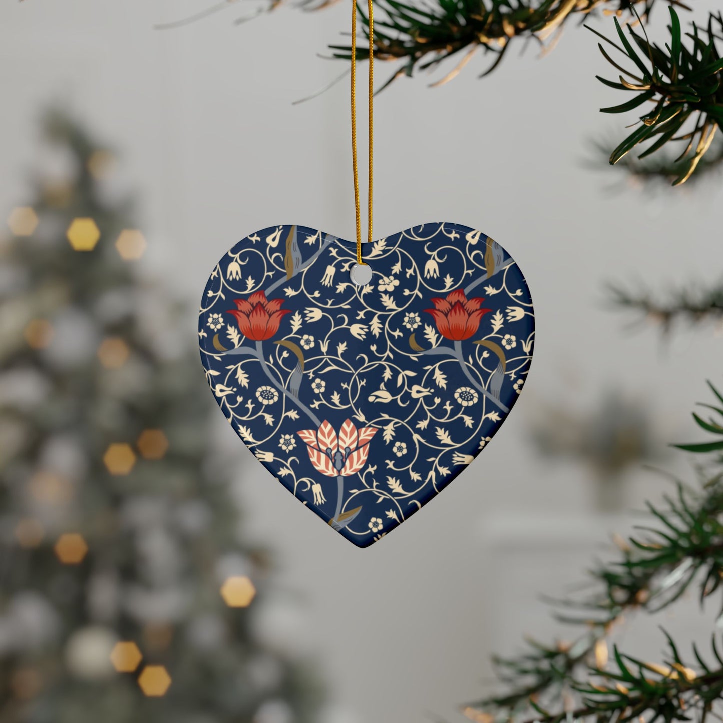 Ceramic Christmas Ornaments inspired by William Morris - Medway Collection - Double Sided Print: 1pc, 3pcs, 5pcs, 10pcs