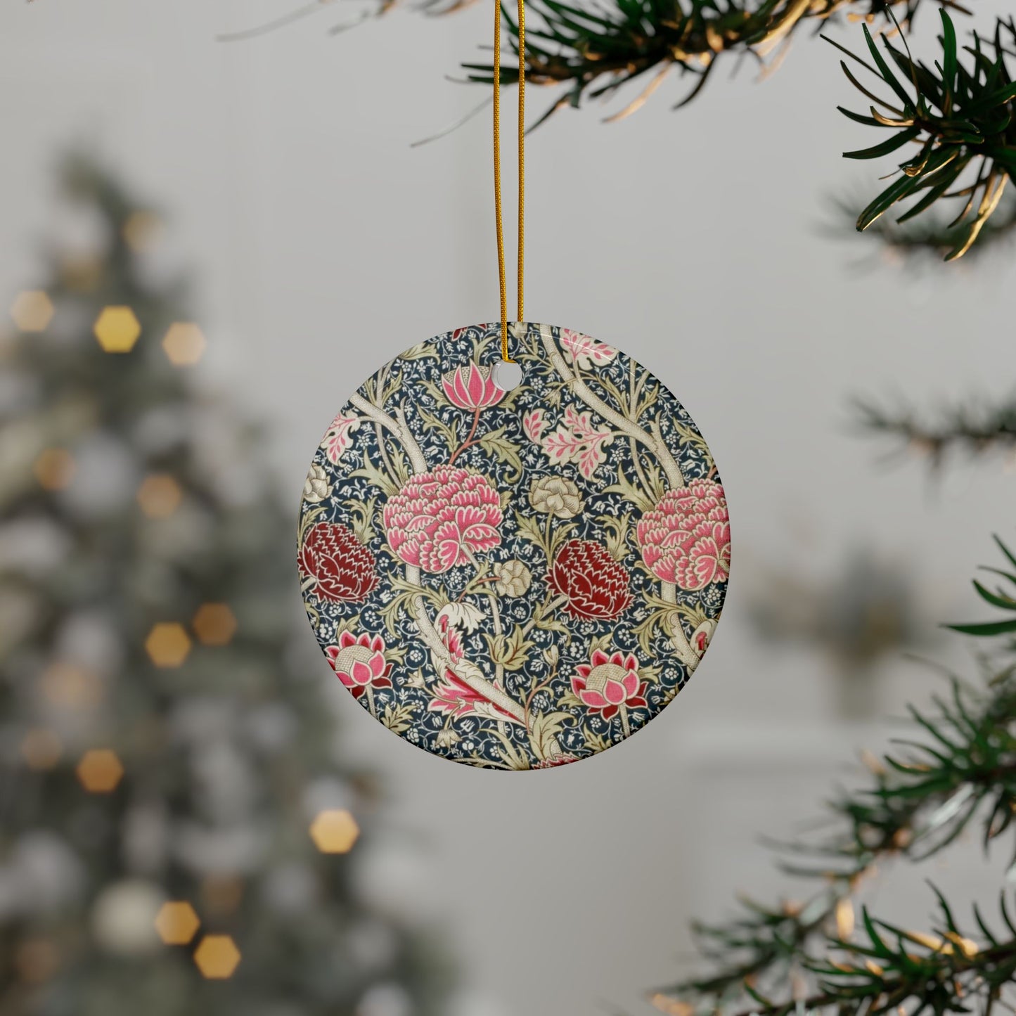 Ceramic Christmas Ornaments inspired by William Morris - Cray Collection - Double Sided Print: 1pc, 3pcs, 5pcs, 10pcs