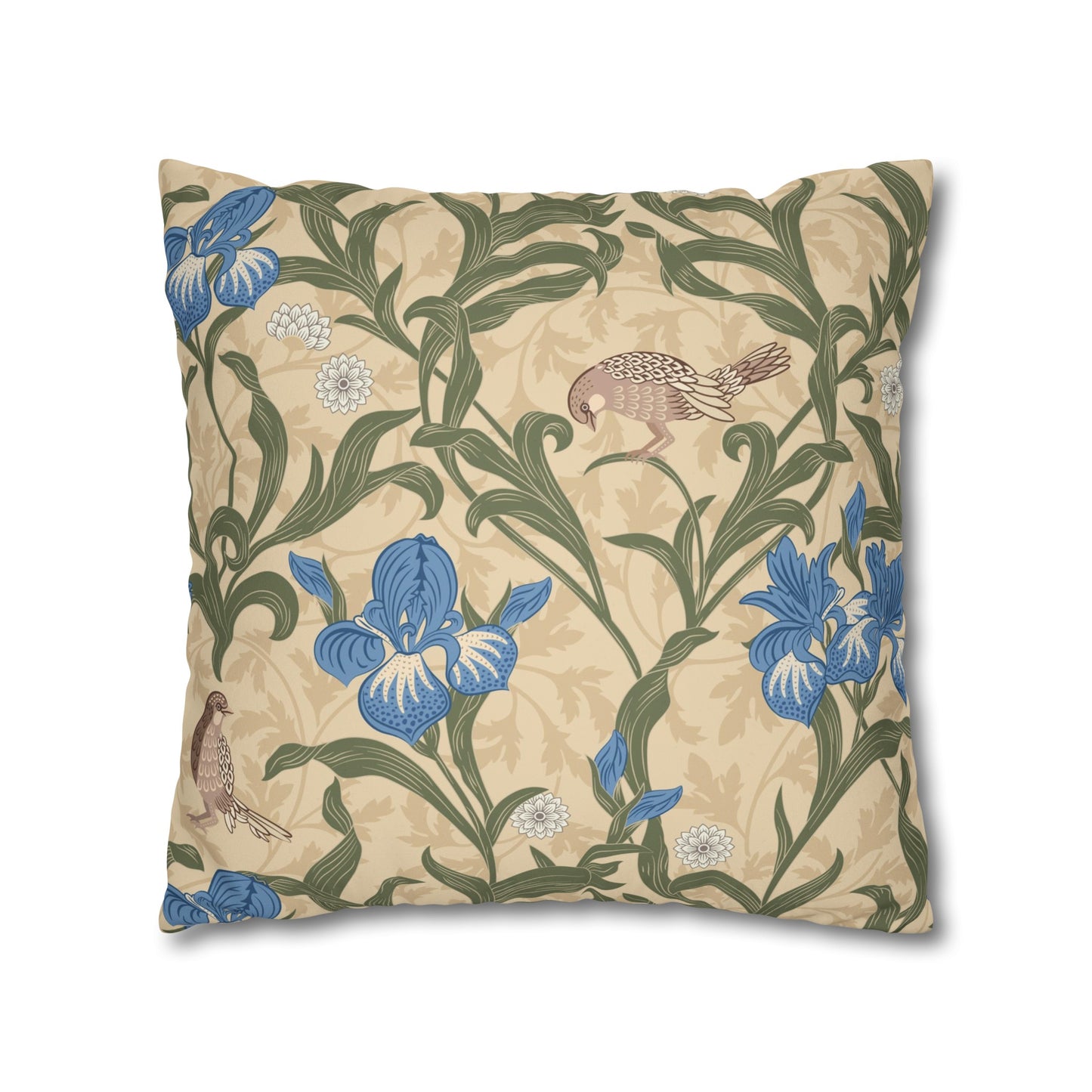 Faux Suede Cushion Cover inspired by William Morris - Blue Iris Collection