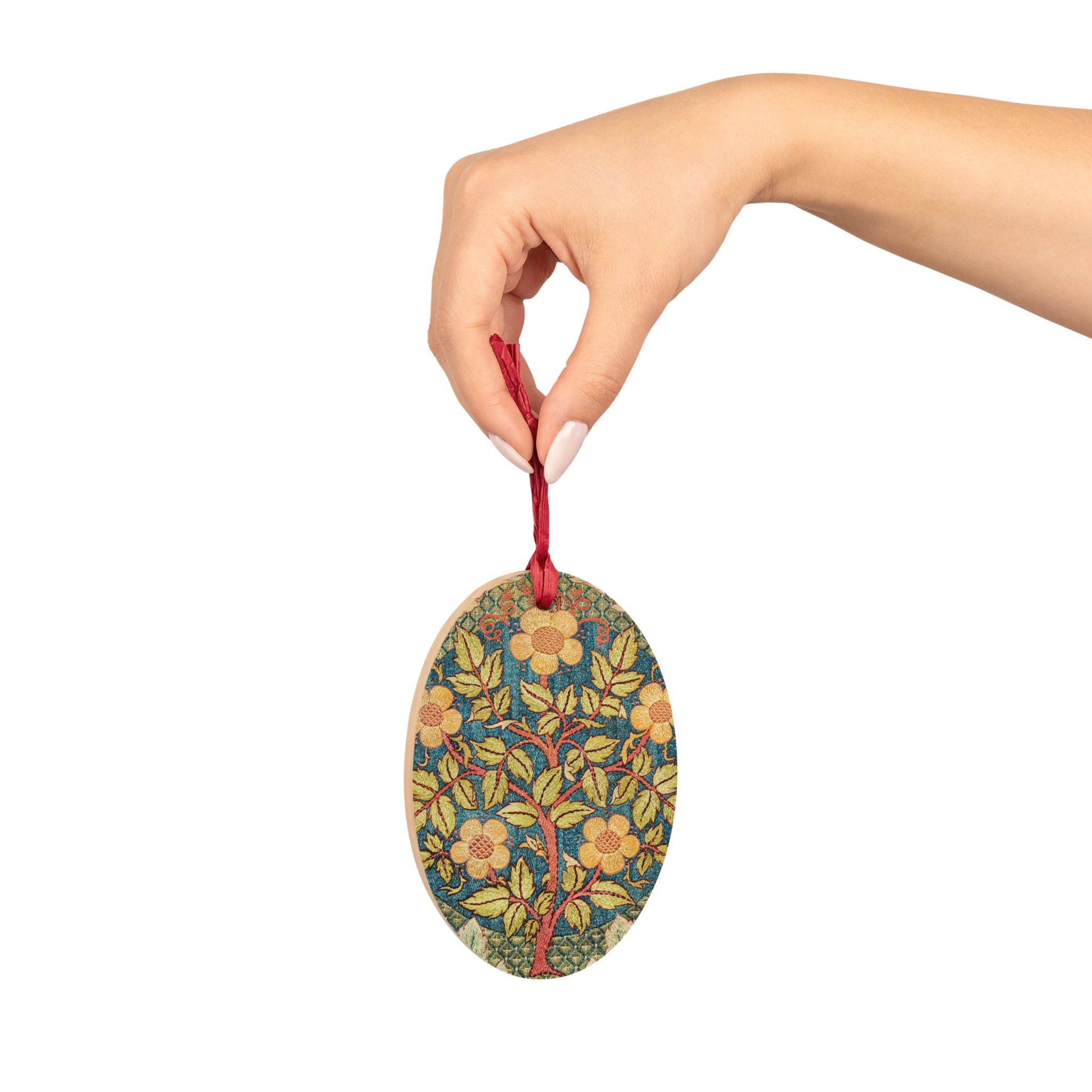 Wooden Christmas Ornaments by William Morris - Rose Wreath