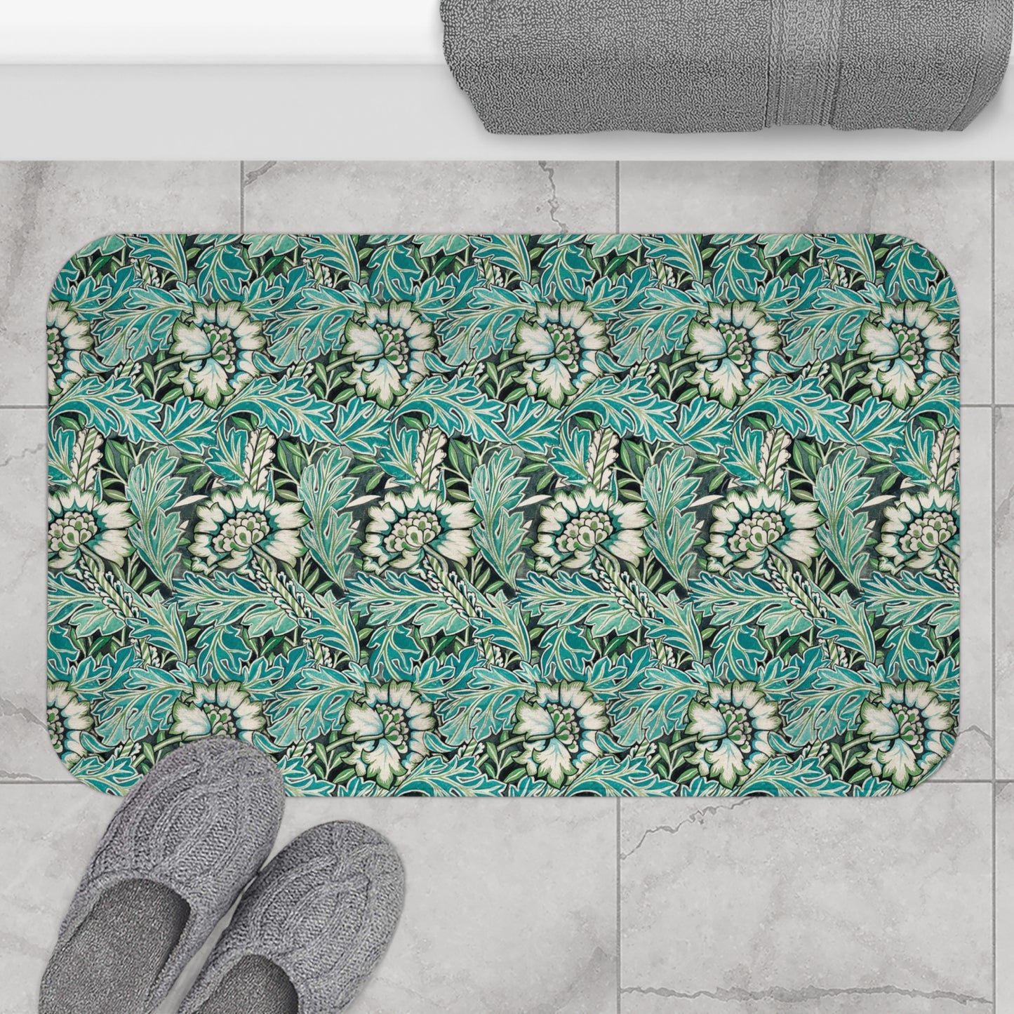 Microfibre Bath Mat inspired by William Morris - Anemone Collection