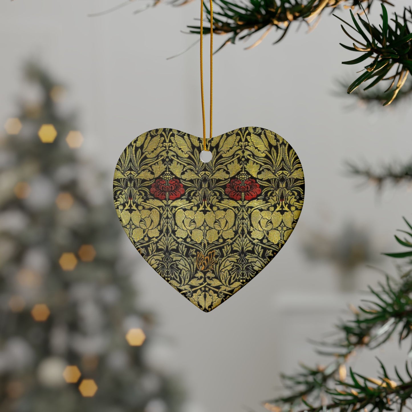 Ceramic Christmas Ornaments inspired by William Morris - Tulip & Rose Collection - Double Sided Print: 1pc, 3pcs, 5pcs, 10pcs