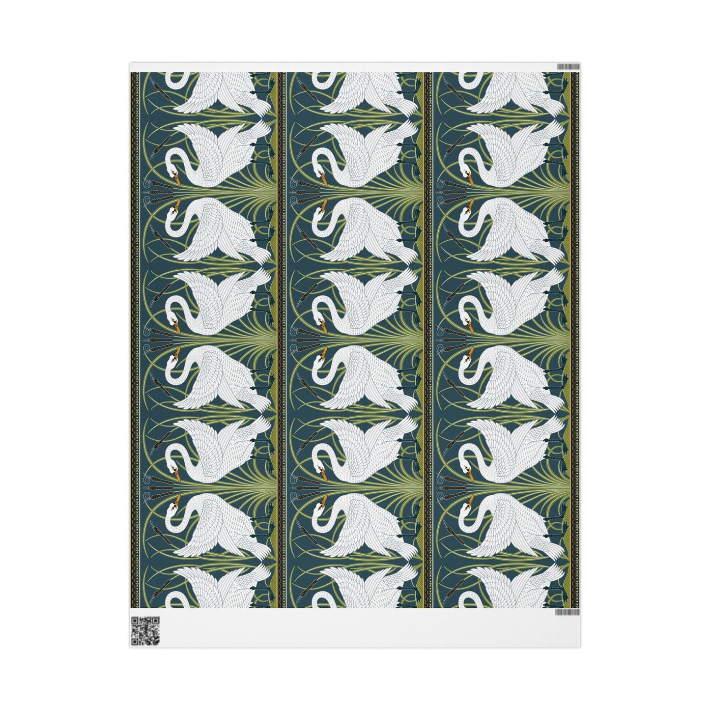 Gift Wrapping Paper inspired by William Morris - White Swan Collection (Spruce)