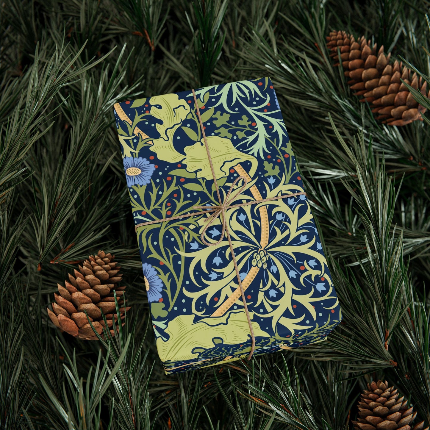 Gift Wrapping Paper inspired by William Morris - Seaweed Collection (Blue Flower)