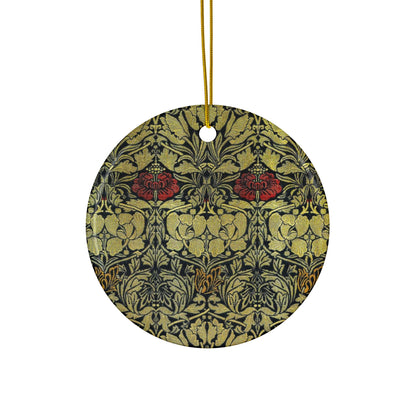 Ceramic Christmas Ornaments inspired by William Morris - Tulip & Rose Collection - Double Sided Print: 1pc, 3pcs, 5pcs, 10pcs