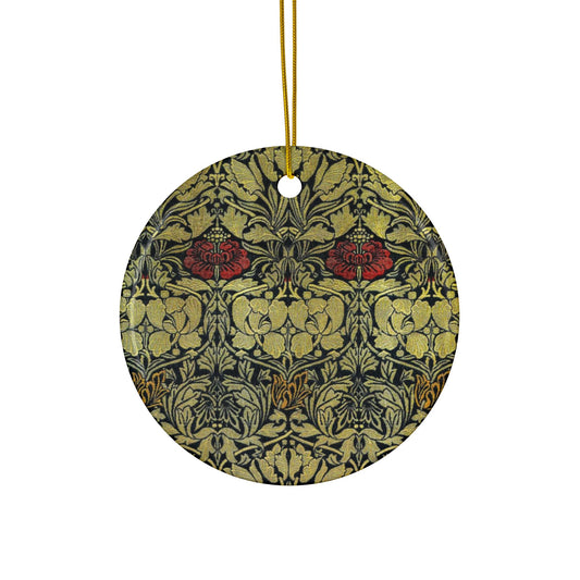 Ceramic Christmas Ornaments inspired by William Morris - Tulip & Rose Collection - Double Sided Print: 1pc, 3pcs, 5pcs, 10pcs