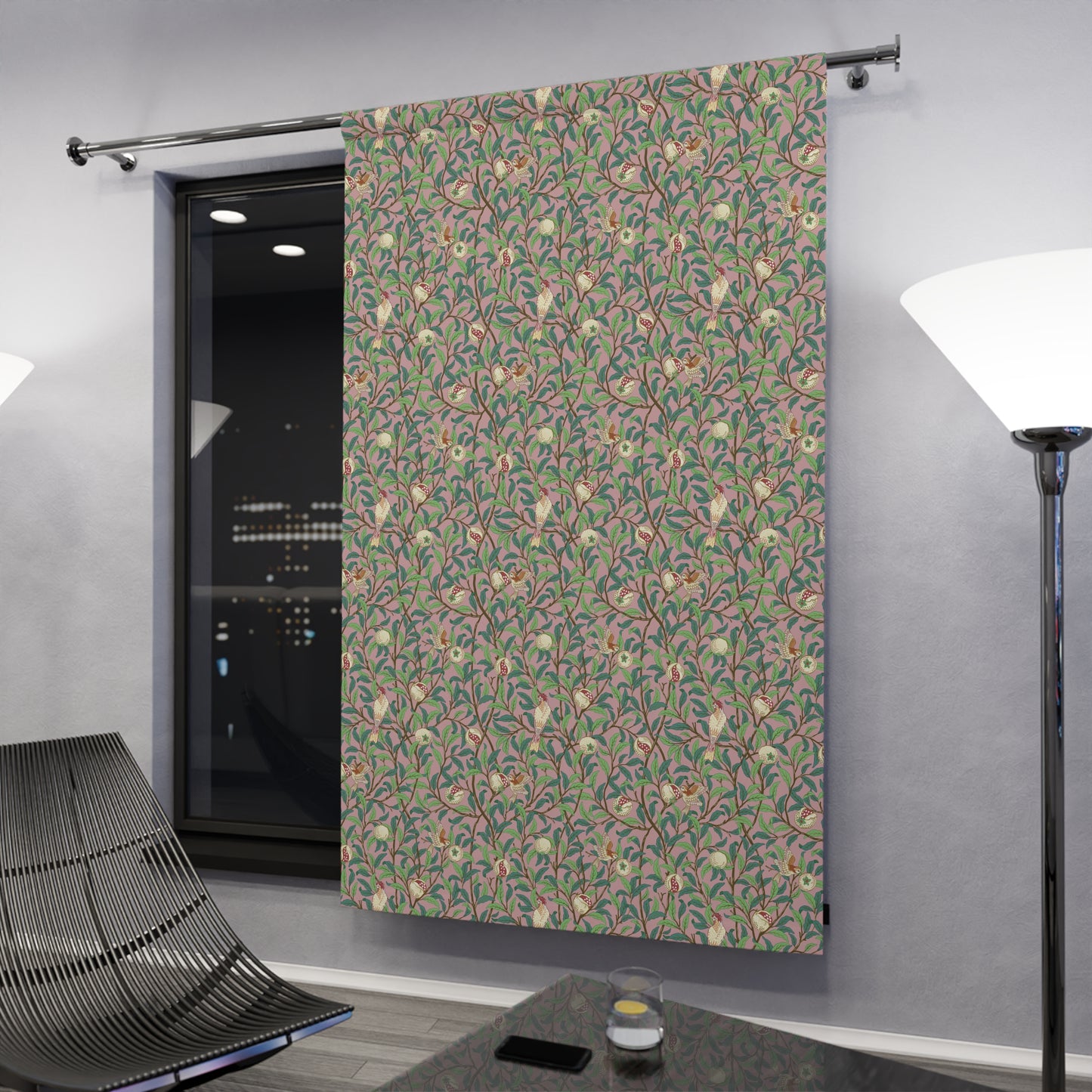 Blackout Window Curtain inspired by William Morris (1 Piece) - Bird & Pomegranate Collection (Rosella)