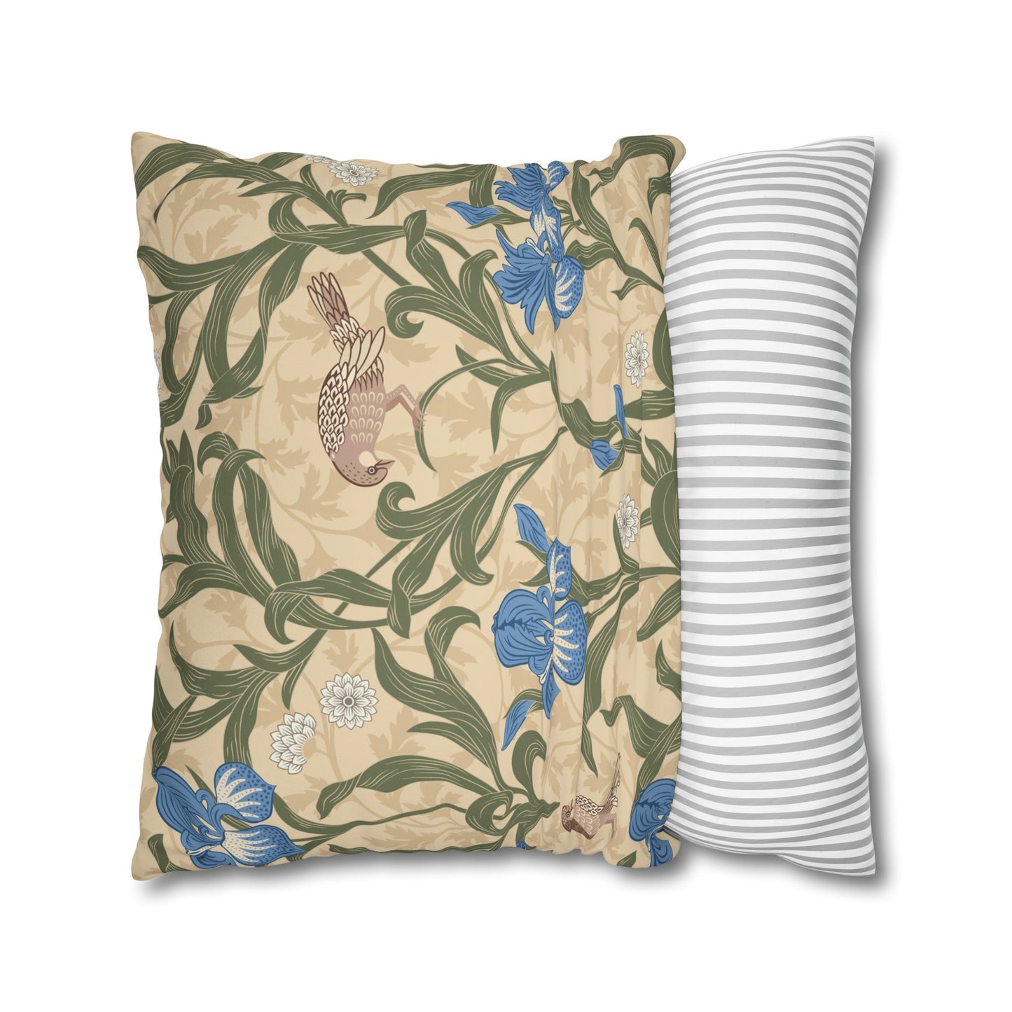 Faux Suede Cushion Cover inspired by William Morris - Blue Iris Collection