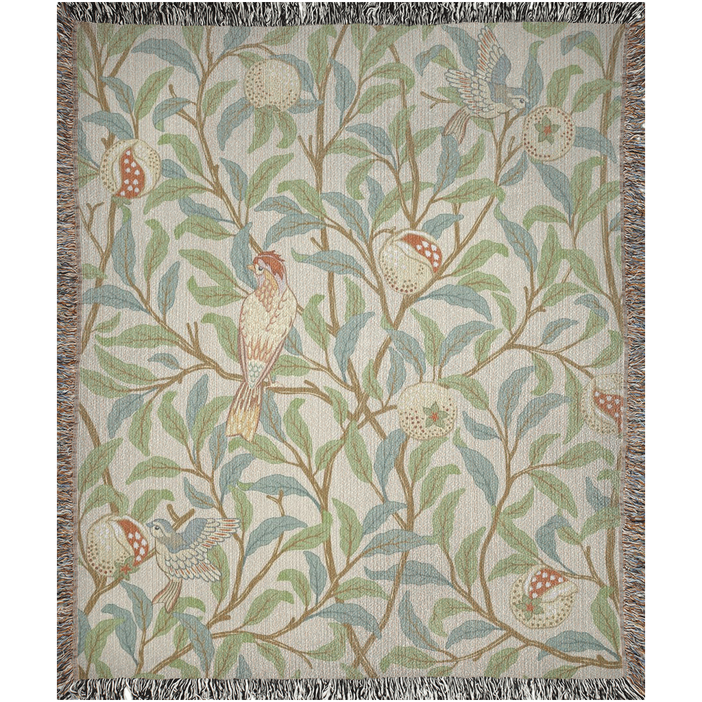 william-morris-co-woven-cotton-blanket-with-fringe-bird-and-pomegranate-collection-parchment-3