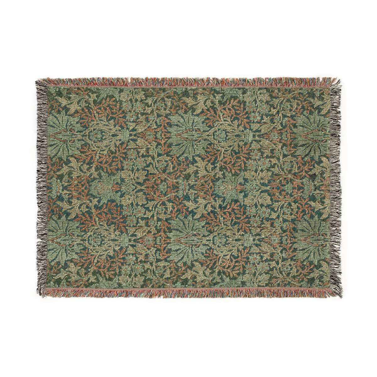 Woven Cotton Blanket inspired by William Morris - Flower Garden Collection