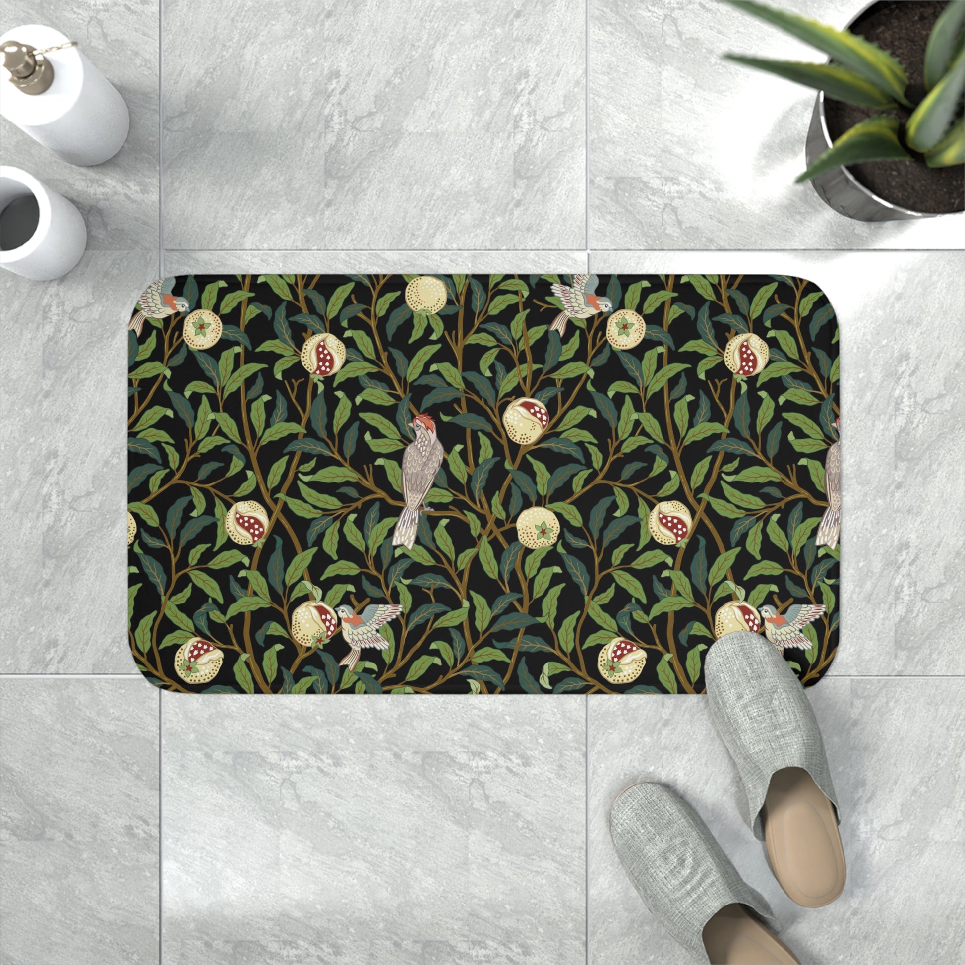 william-morris-co-memory-foam-bath-mat-bird-and-pomegranate-collection-onyx-3