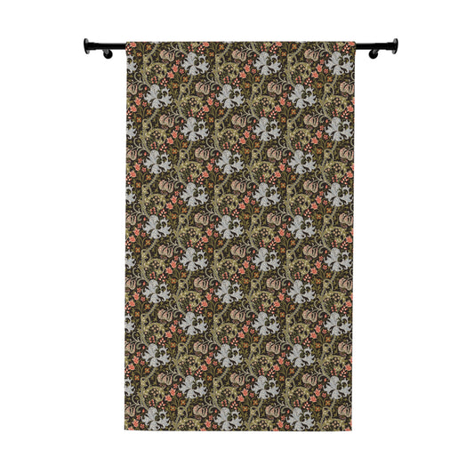 Blackout Window Curtain inspired by William Morris (1 Piece) - Golden Lily Collection (Midnight)