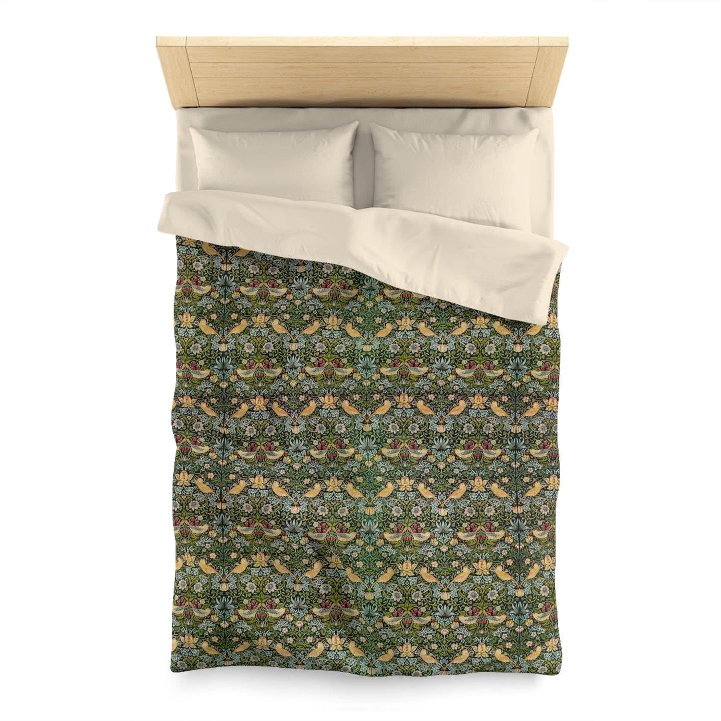 Duvet Cover inspired by William Morris - Strawberry Thief Collection (Ebony)