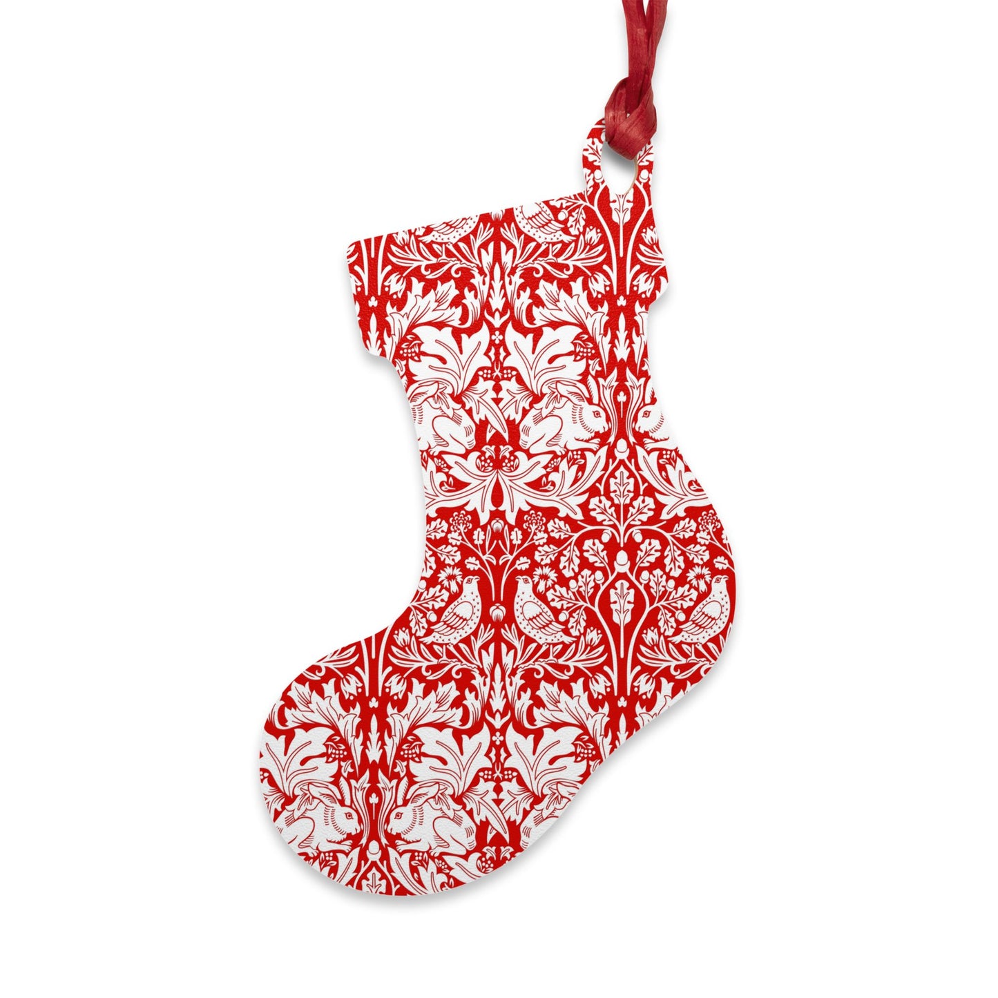 Wooden Christmas Ornaments inspired by William Morris - Brer Rabbit Collection (Red)