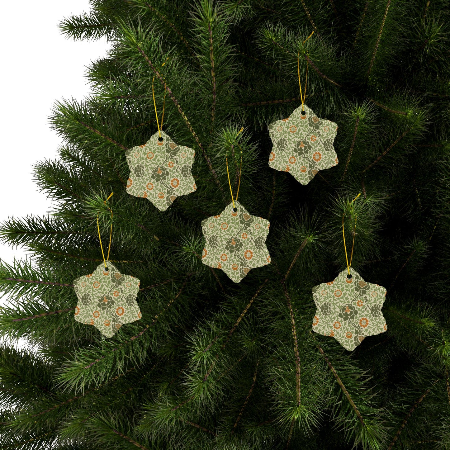 Ceramic Christmas Ornaments inspired by William Morris - Grafton Collection - Double Sided Print: 1pc, 3pcs, 5pcs, 10pcs
