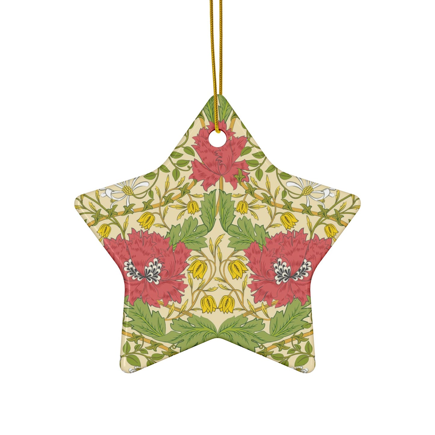 Ceramic Christmas Ornaments inspired by William Morris - Honeysuckle Collection (Summer) - Double Sided Print: 1pc, 3pcs, 5pcs, 10pcs