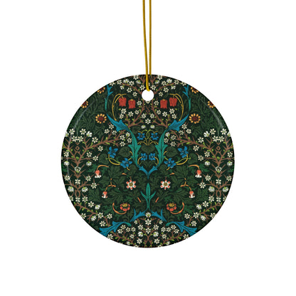 Ceramic Christmas Ornaments inspired by William Morris - Tulip Collection - Double Sided Print: 1pc, 3pcs, 5pcs, 10pcs