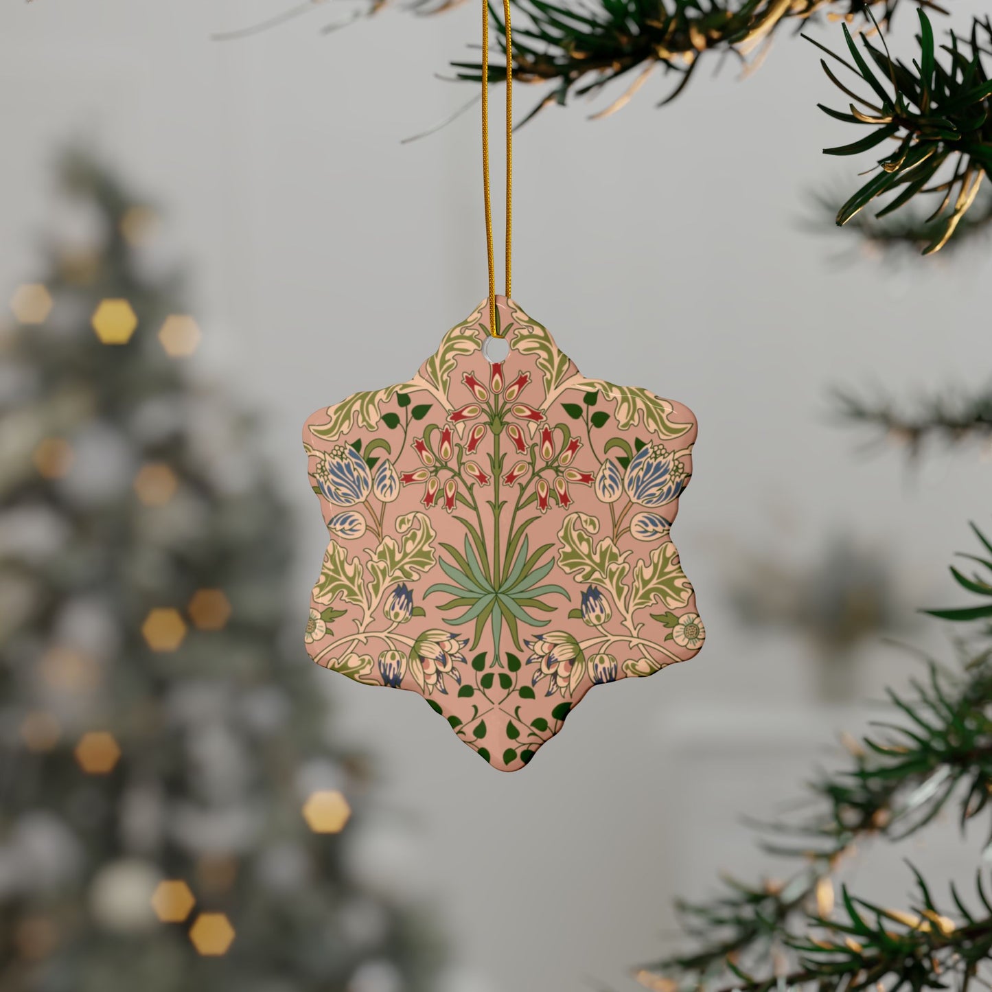 Ceramic Christmas Ornaments inspired by William Morris - Hyacinth Collection (Blossom) - Double Sided Print: 1pc, 3pcs, 5pcs, 10pcs