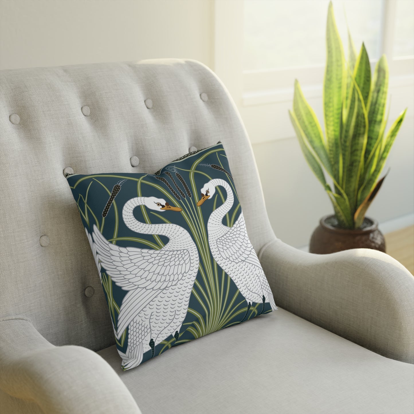 Cotton Drill Cushion inspired by William Morris -