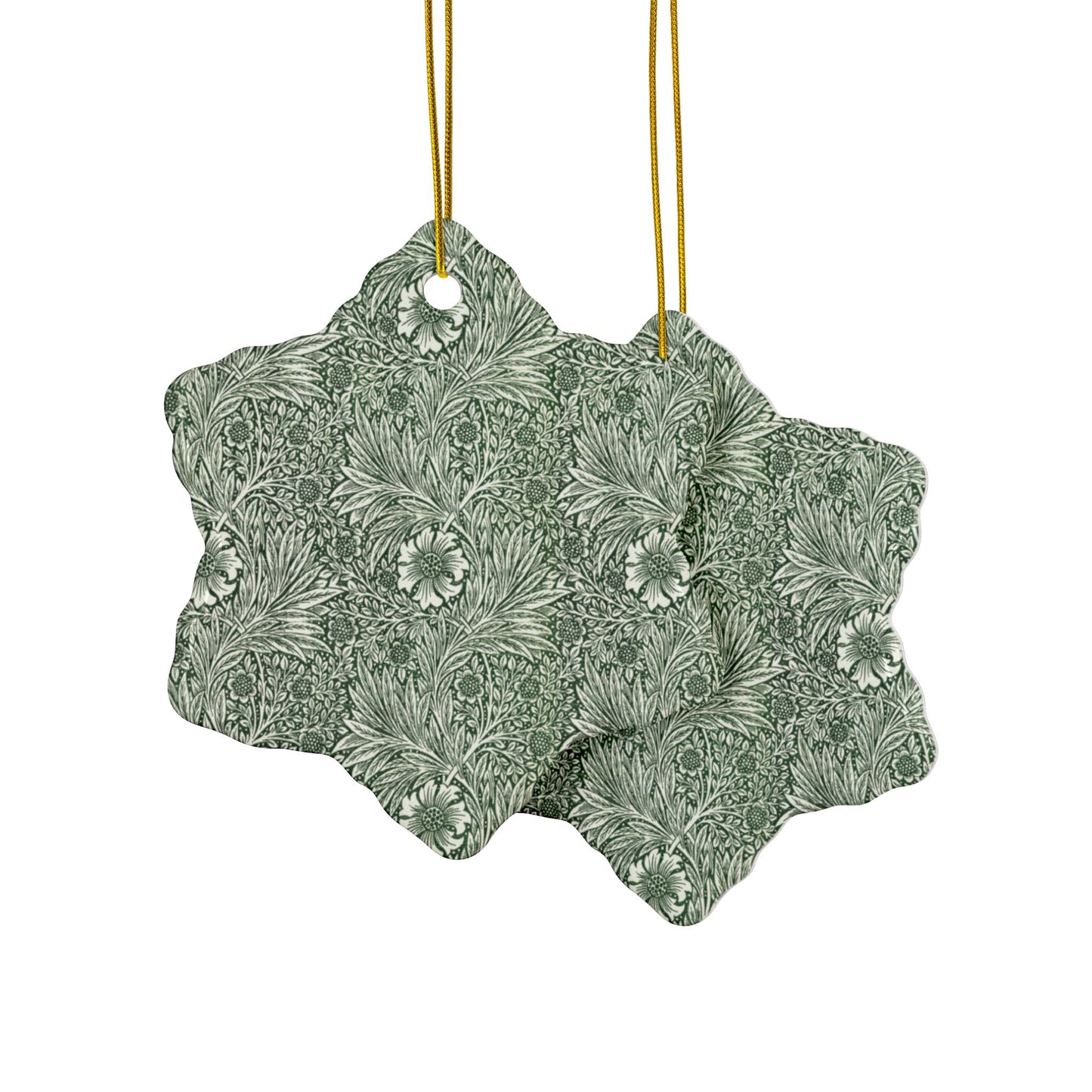 Ceramic Christmas Ornaments inspired by William Morris - Marigold Collection - Double Sided Print: 1pc, 3pcs, 5pcs, 10pcs