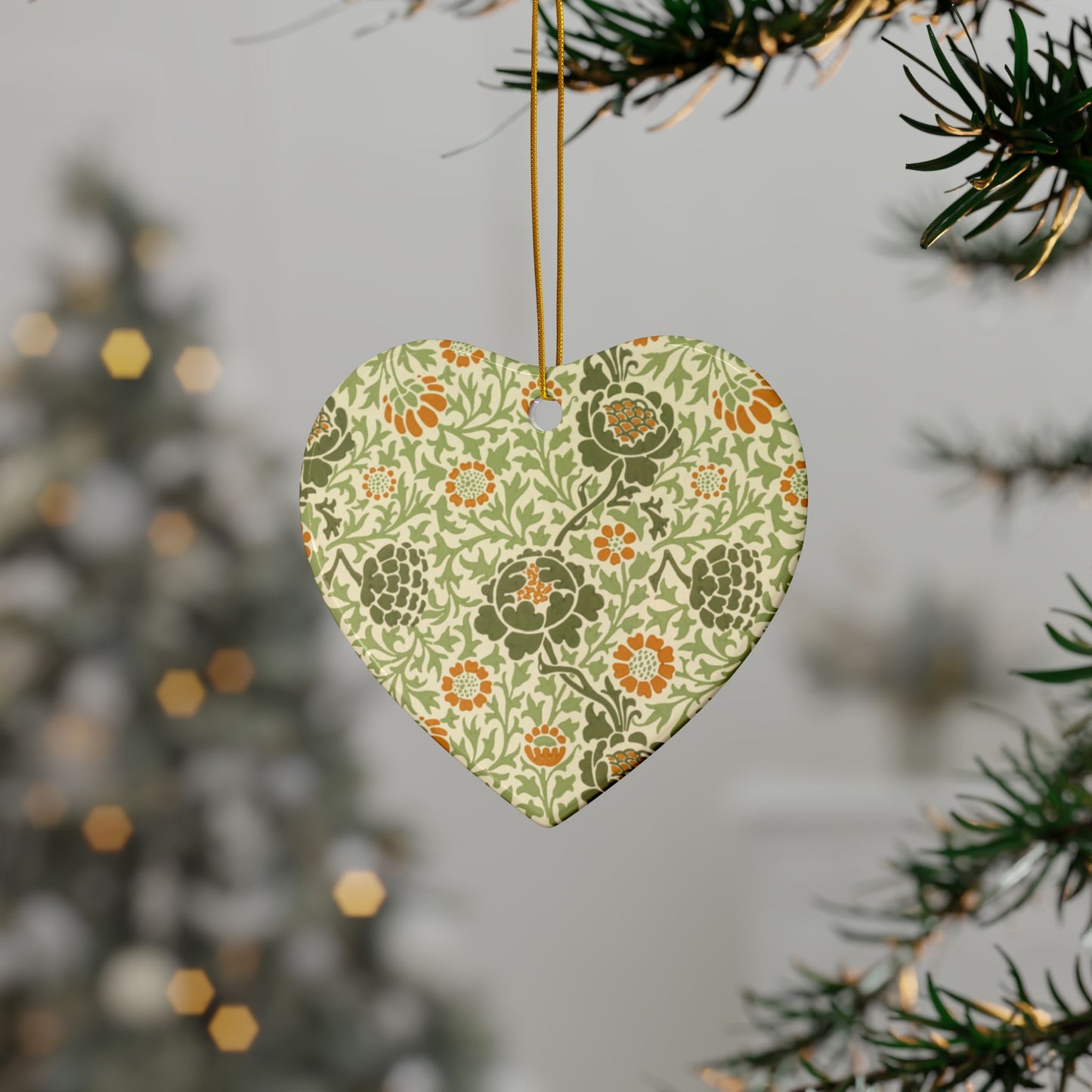 Ceramic Christmas Ornaments inspired by William Morris - Grafton Collection - Double Sided Print: 1pc, 3pcs, 5pcs, 10pcs