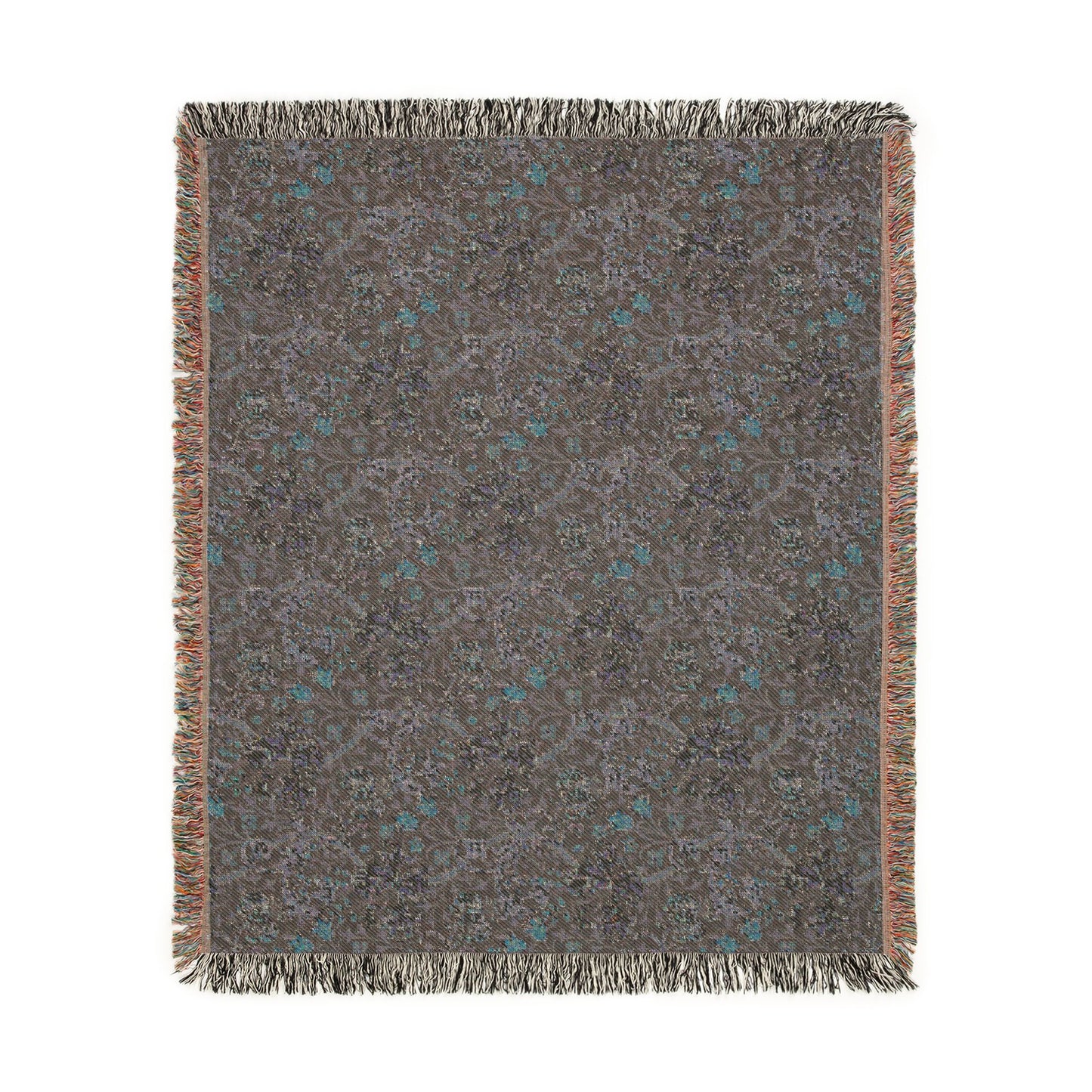Woven Cotton Blanket inspired by William Morris - Golden Lily Collection (Midnight)