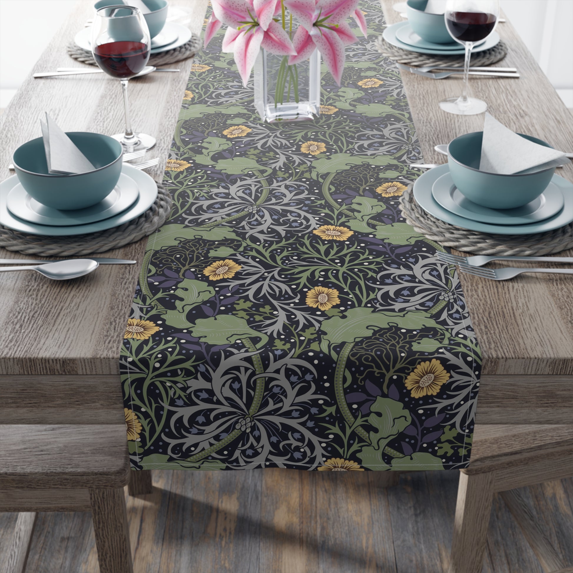 william-morris-co-table-runner-seaweed-collection-yellow-flower-3