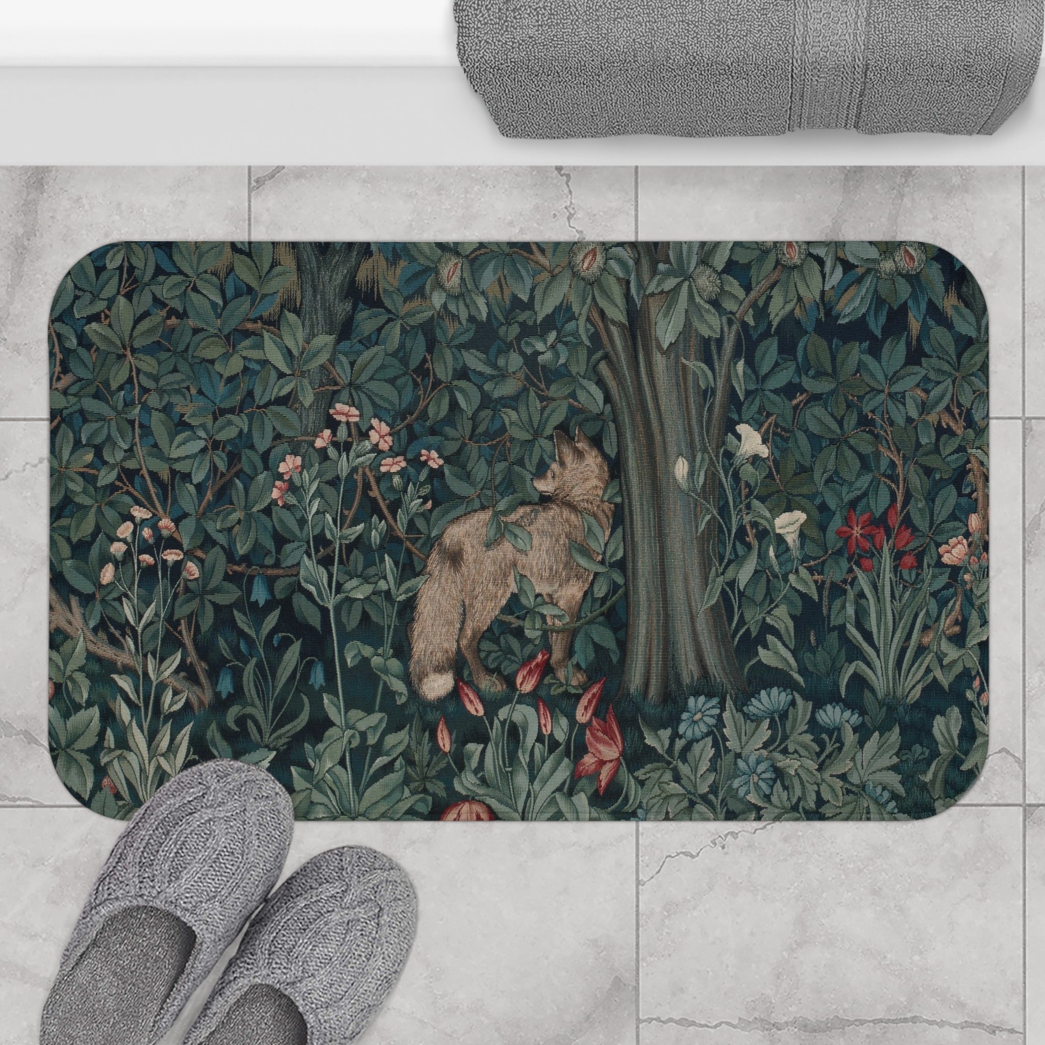 Microfibre Bath Mat by William Morris - Greenery Collection (Fox