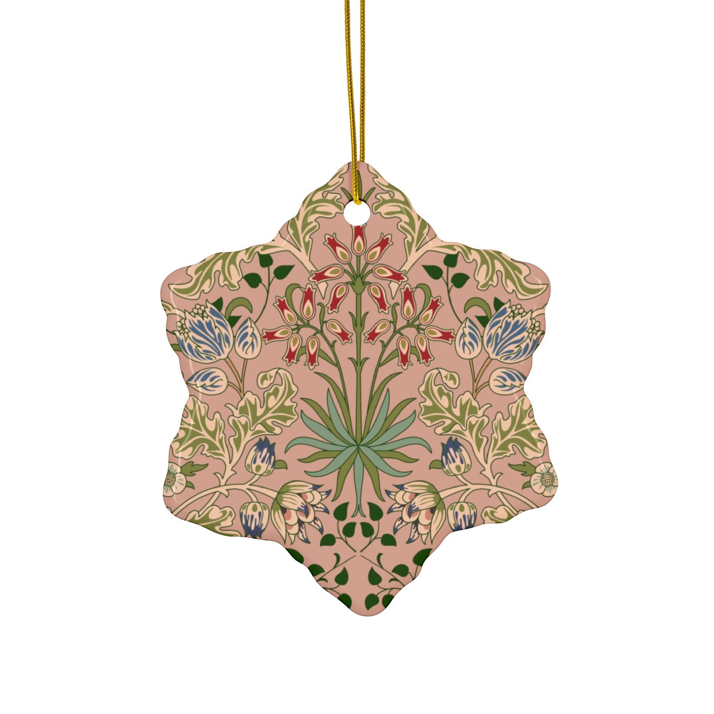 Ceramic Christmas Ornaments inspired by William Morris - Hyacinth Collection (Blossom) - Double Sided Print: 1pc, 3pcs, 5pcs, 10pcs