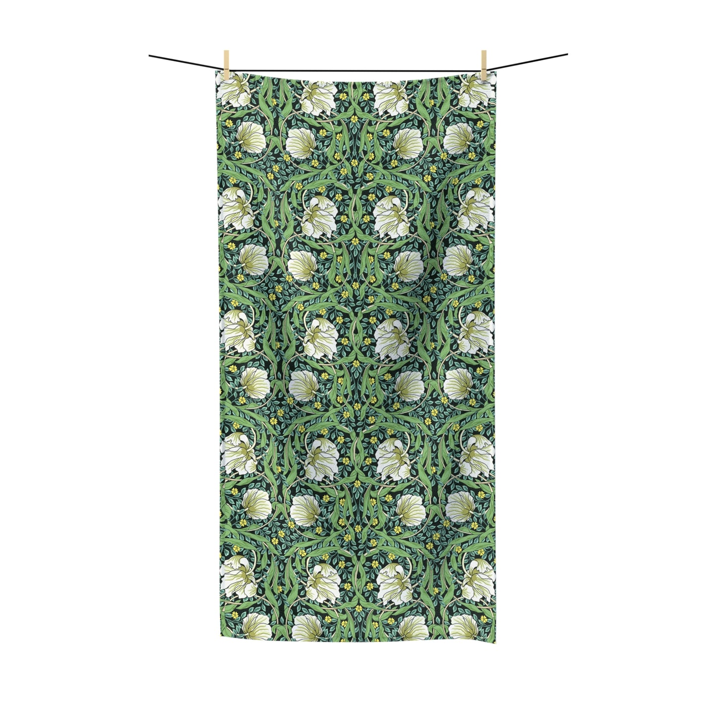 Luxury Polycotton Towel inspired by William Morris - Pimpernel Collection (Green)