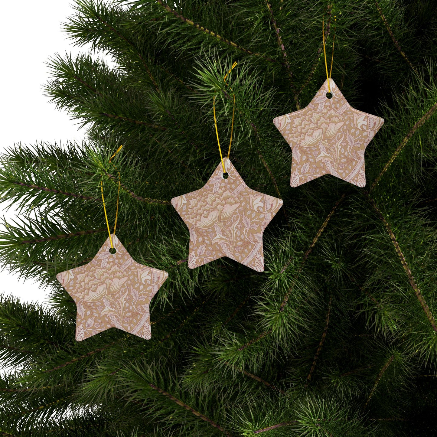 Ceramic Christmas Ornaments inspired by William Morris - Windrush Collection (Path) - Double Sided Print: 1pc, 3pcs, 5pcs, 10pcs