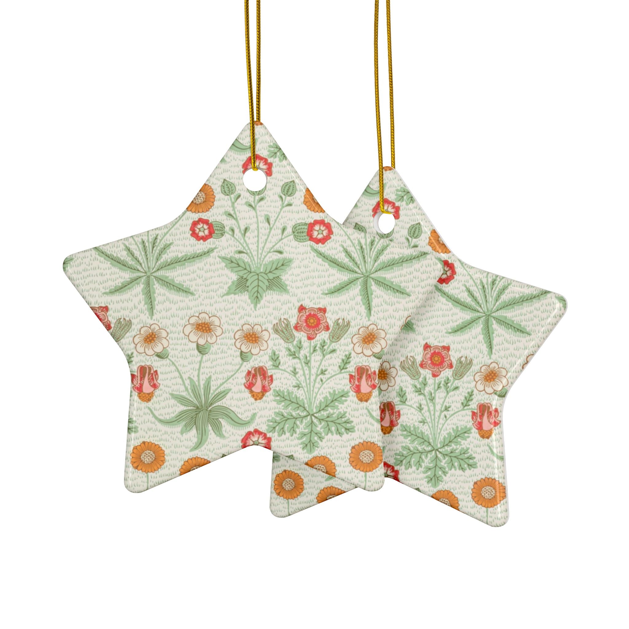 The World of Ornament　William Morris Ceramic Christmas Ornaments by William Morris - Daisy - 1, 3, 5