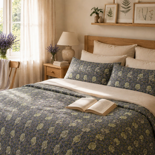 Cotton Duvet Cover inspired by William Morris - Pimpernel Collection (Lavender)
