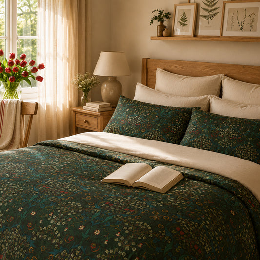 Cotton Duvet Cover inspired by William Morris - Tulip Collection