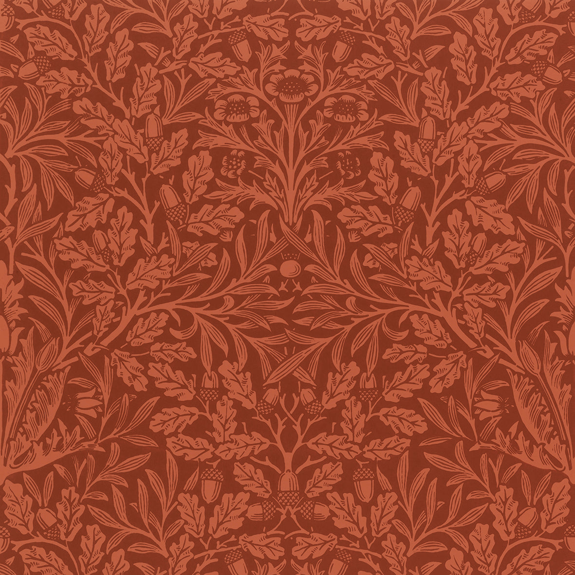 Pillow Sham inspired by William Morris - Acorn and Oak Leaves Collection (Rust) x1