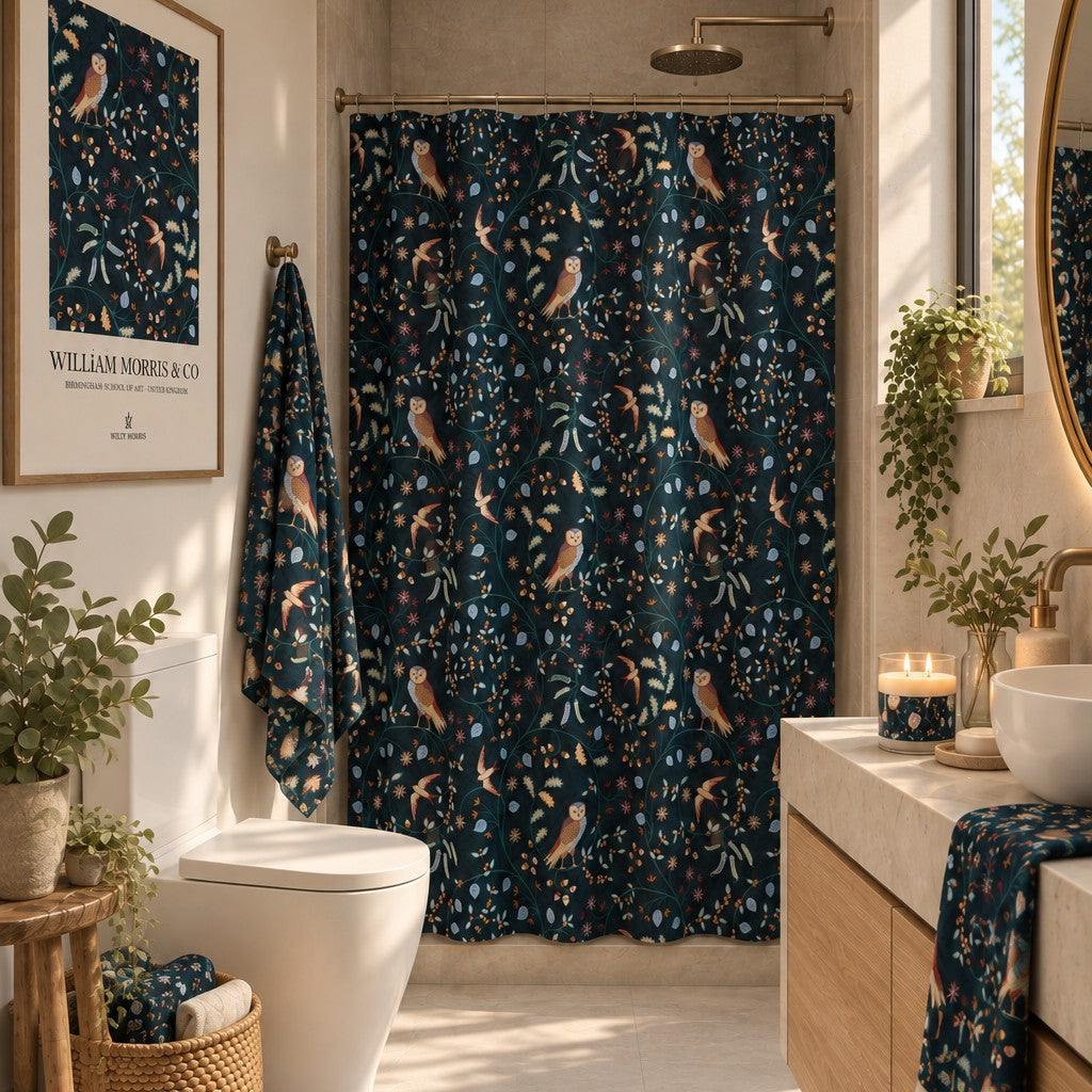Bath Towel inspired by William Morris - Newill Collection (Night)