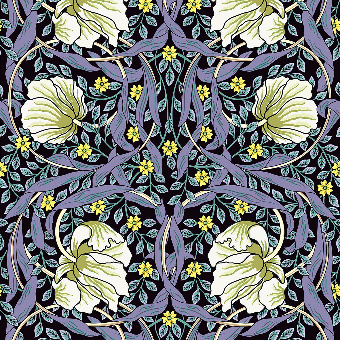 Luxury Polycotton Towel inspired by William Morris - Pimpernel Collection (Lavender)