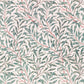 Pattern of green leaves and red stems on a light background