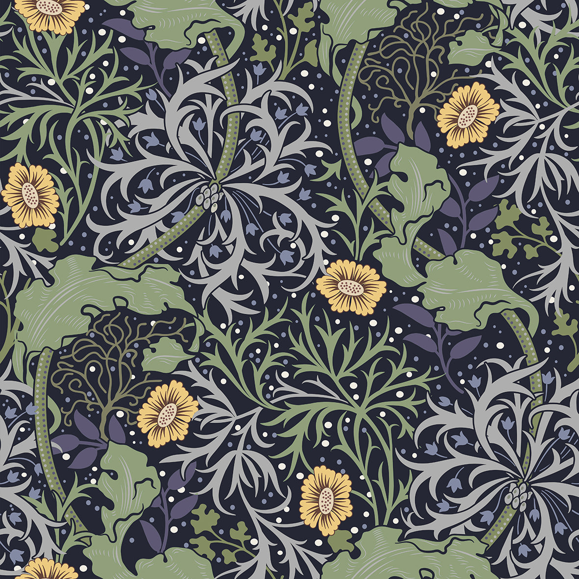 william-morris-co-table-runner-seaweed-collection-yellow-flower-2