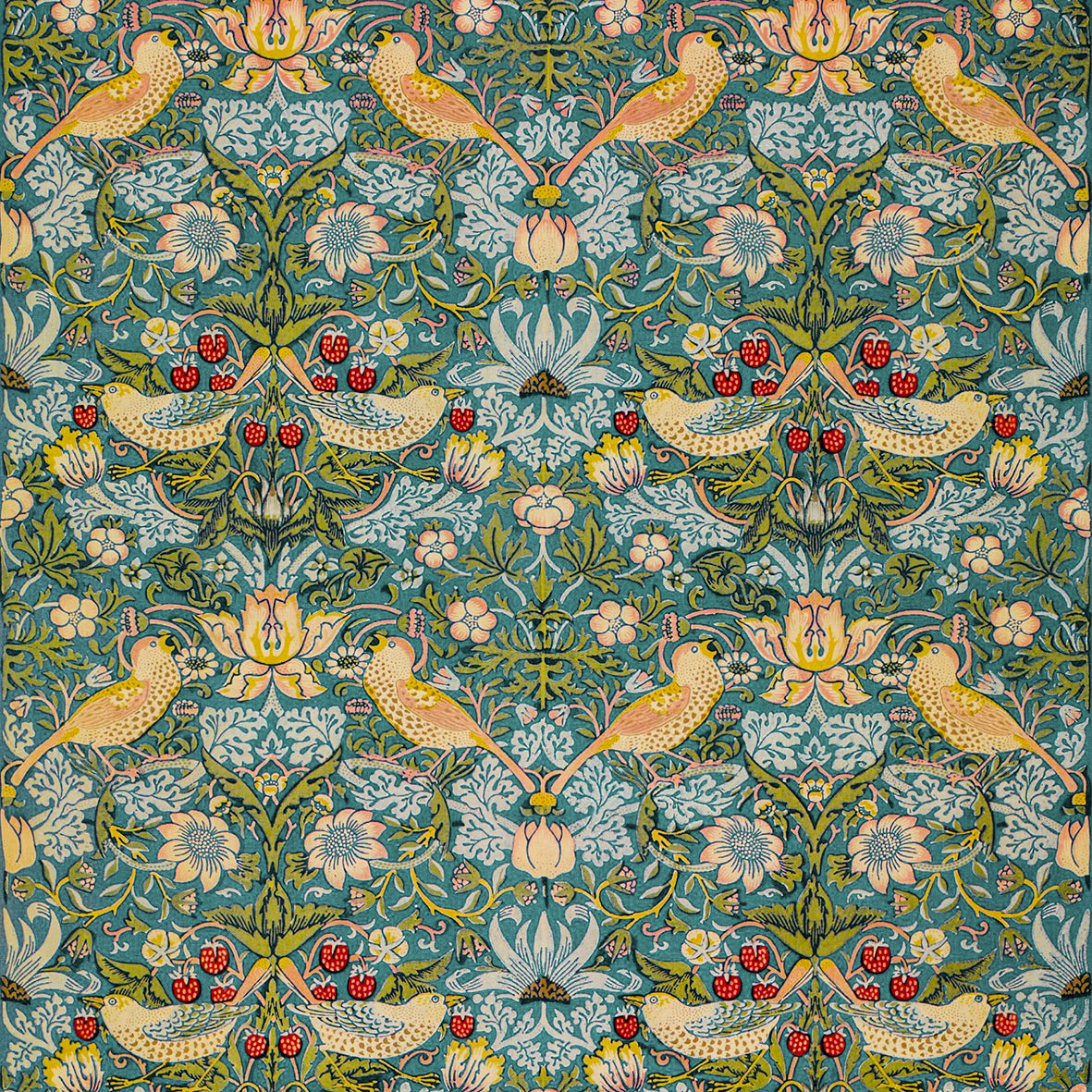 William Morris & Co Luxury Polycotton Towel - Strawberry Thief Collection (Duck Egg Blue)