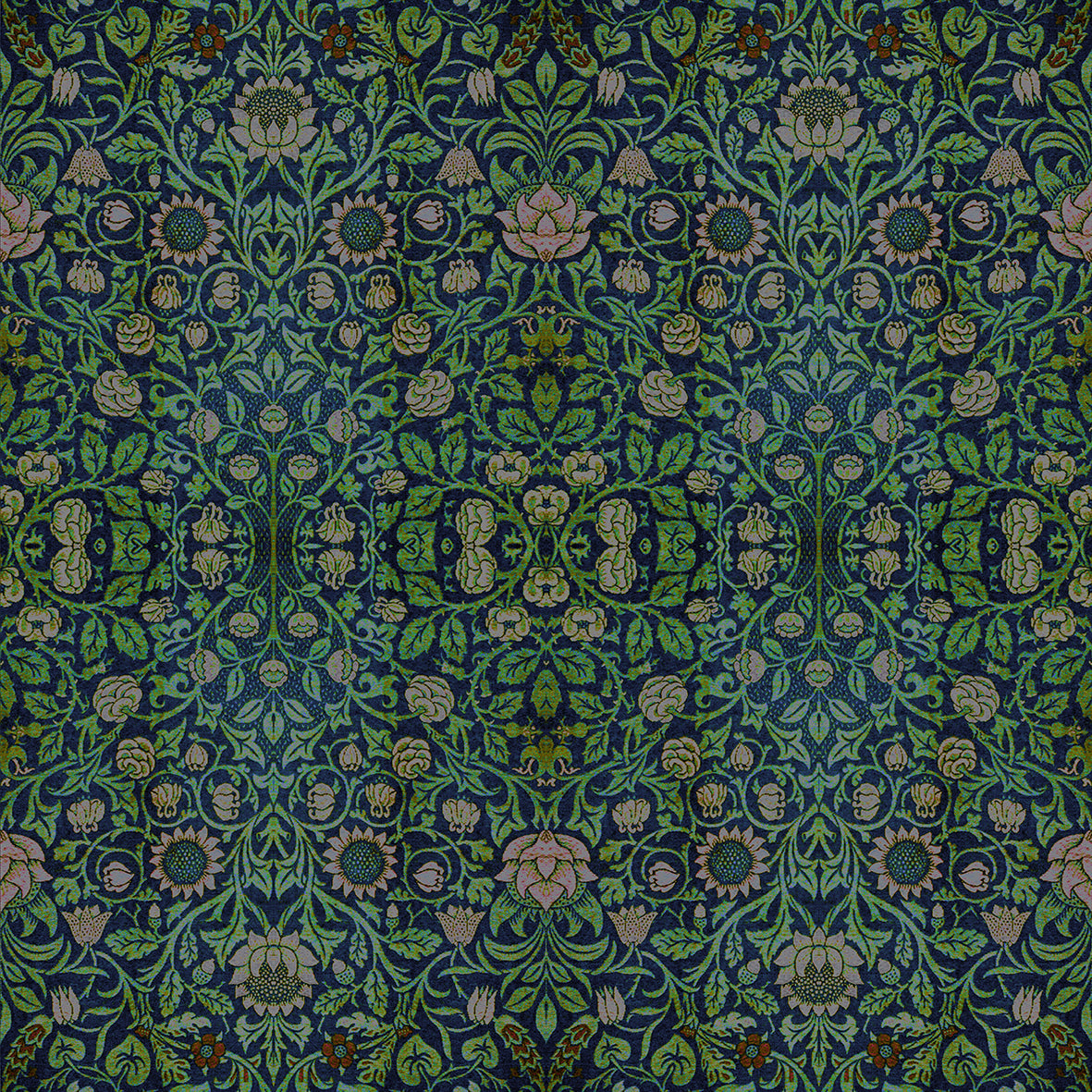 Face Cloth inspired by William Morris - Violet and Columbine Collection (Green)