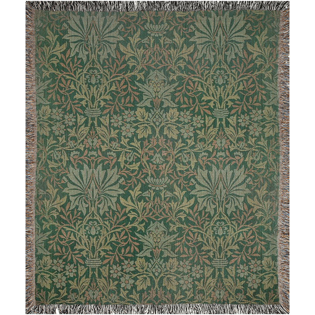 william-morris-co-woven-cotton-blanket-with-fringe-flower-garden-collection-3