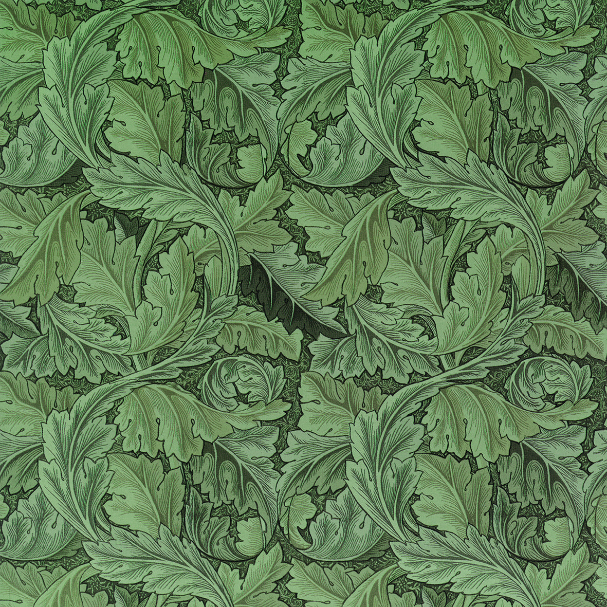 Microfibre bath mat with a green floral pattern inspired by William Morris' Acanthus collection.